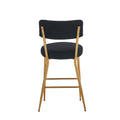 Set Of 4 Modern Teddy Fabric Upholstered Bar Stools Metal Base High Stool Suitable For Kitchen, Dining And Living Room Black Stylish And Comfortable Island Seating Black Metal