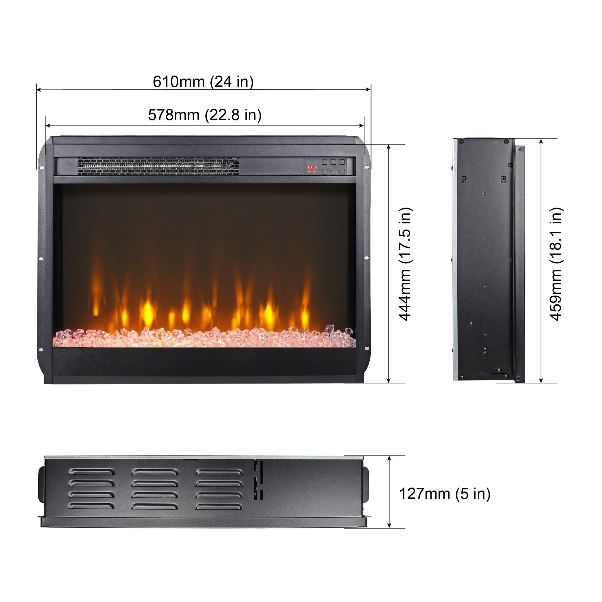 60 Inch Electric Fireplace Media Tv Stand With Sync Colorful Led Lights Reclaimed Barnwood Color Powder Coated No Electric Reclaimed Barnwood 400 Vent Free Primary Living Space Yes Insert Wood Stainless Steel Glass Electric