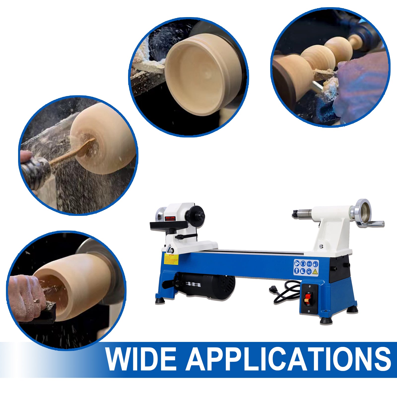 Benchtop Wood Lathe 10" X 18" Wood Lathe Machine 5 Variable Speeds 500 750 1150 1800 3200Rpm Mini Wood Turning Lathe For Woodworking 1 2Hp Multifunctional Power Wood Lathe Gray Steel