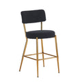 Set Of 4 Modern Teddy Fabric Upholstered Bar Stools Metal Base High Stool Suitable For Kitchen, Dining And Living Room Black Stylish And Comfortable Island Seating Black Metal