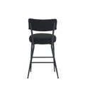 Set Of 2 Modern Teddy Fabric Upholstered Bar Stools Metal Base High Stool Suitable For Kitchen, Dining And Living Room Black Stylish And Comfortable Island Seating Black Metal