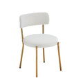 Set Of 2 Mid Century Modern Dining Chairs Teddy Fabric Upholstered Curved Back Metal Frame Beige Elegant And Comfortable Kitchen Chairs Beige Metal