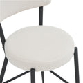 Set Of 2 Modern Teddy Fabric Upholstered Bar Stools Metal Base High Stool Suitable For Kitchen, Dining And Living Room Beige Stylish And Comfortable Island Seating Beige Metal
