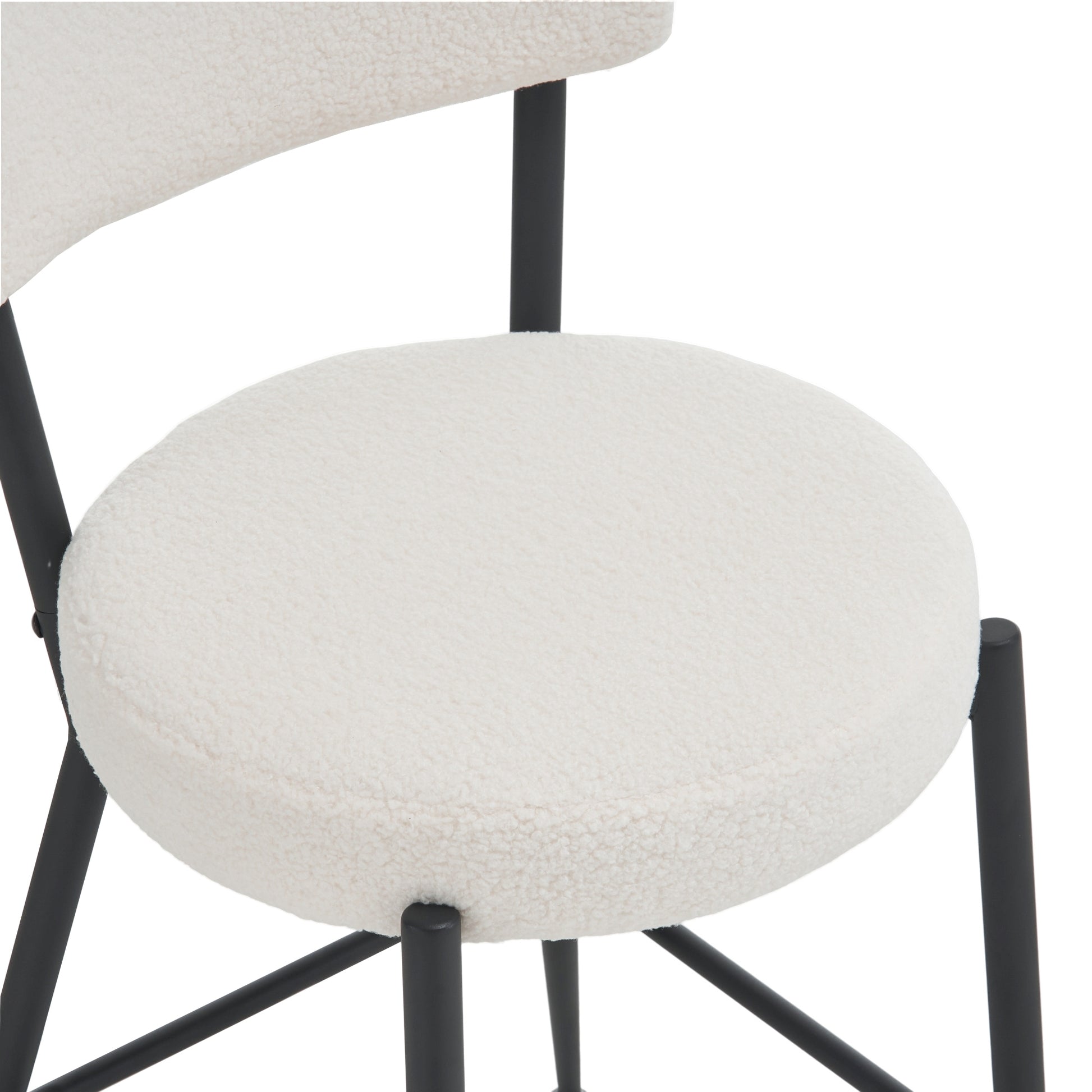 Set Of 2 Modern Teddy Fabric Upholstered Bar Stools Metal Base High Stool Suitable For Kitchen, Dining And Living Room Beige Stylish And Comfortable Island Seating Beige Metal
