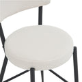 Set Of 4 Modern Teddy Fabric Upholstered Bar Stools Metal Base High Stool Suitable For Kitchen, Dining And Living Room Beige Stylish And Comfortable Island Seating Beige Metal