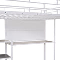 Full Size Loft Bed With Desk And Whiteboard, Metal Loft Bed With 3 Shelves And Ladder, White White Steel