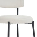 Set Of 2 Mid Century Modern Dining Chairs Teddy Fabric Upholstered Curved Back Metal Frame Beige Elegant And Comfortable Kitchen Chairs Beige Metal