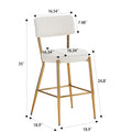 Set Of 4 Modern Teddy Fabric Upholstered Bar Stools Metal Base High Stool Suitable For Kitchen, Dining And Living Room Beige Stylish And Comfortable Island Seating Beige Metal