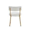 Set Of 2 Mid Century Modern Dining Chairs Teddy Fabric Upholstered Curved Back Metal Frame Beige Elegant And Comfortable Kitchen Chairs Beige Metal