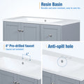 36 Inch Modern Bathroom Vanity With Usb Charging, Two Doors And Three Drawers Bathroom Storage Vanity Cabinet With Single Top, Small Bathroom Vanity Cabinet With Sinkwhite & Gray Blue Faucets Not Grey Solid Wood Mdf Resin