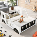 Full Size Classic Car Shaped Platform Bed With Wheels,White White Pine