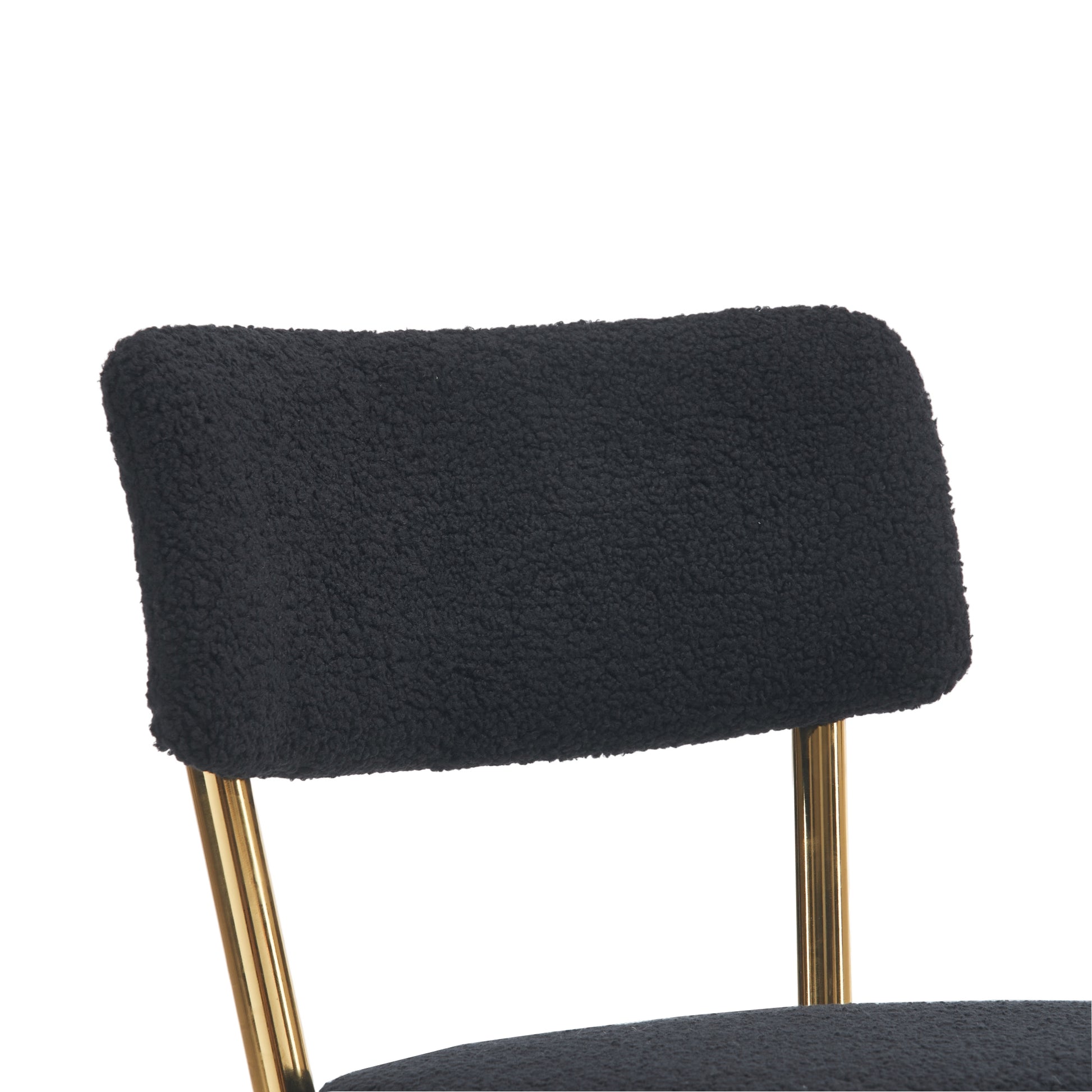 Set Of 2 Modern Teddy Fabric Upholstered Bar Stools Metal Base High Stool Suitable For Kitchen, Dining And Living Room Black Stylish And Comfortable Island Seating Black Metal