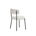 Set Of 2 Mid Century Modern Dining Chairs Teddy Fabric Upholstered Curved Back Metal Frame Beige Elegant And Comfortable Kitchen Chairs Beige Metal