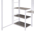 Twin Size Loft Bed With Desk And Whiteboard, Metal Loft Bed With 3 Shelves And Ladder, White White Steel