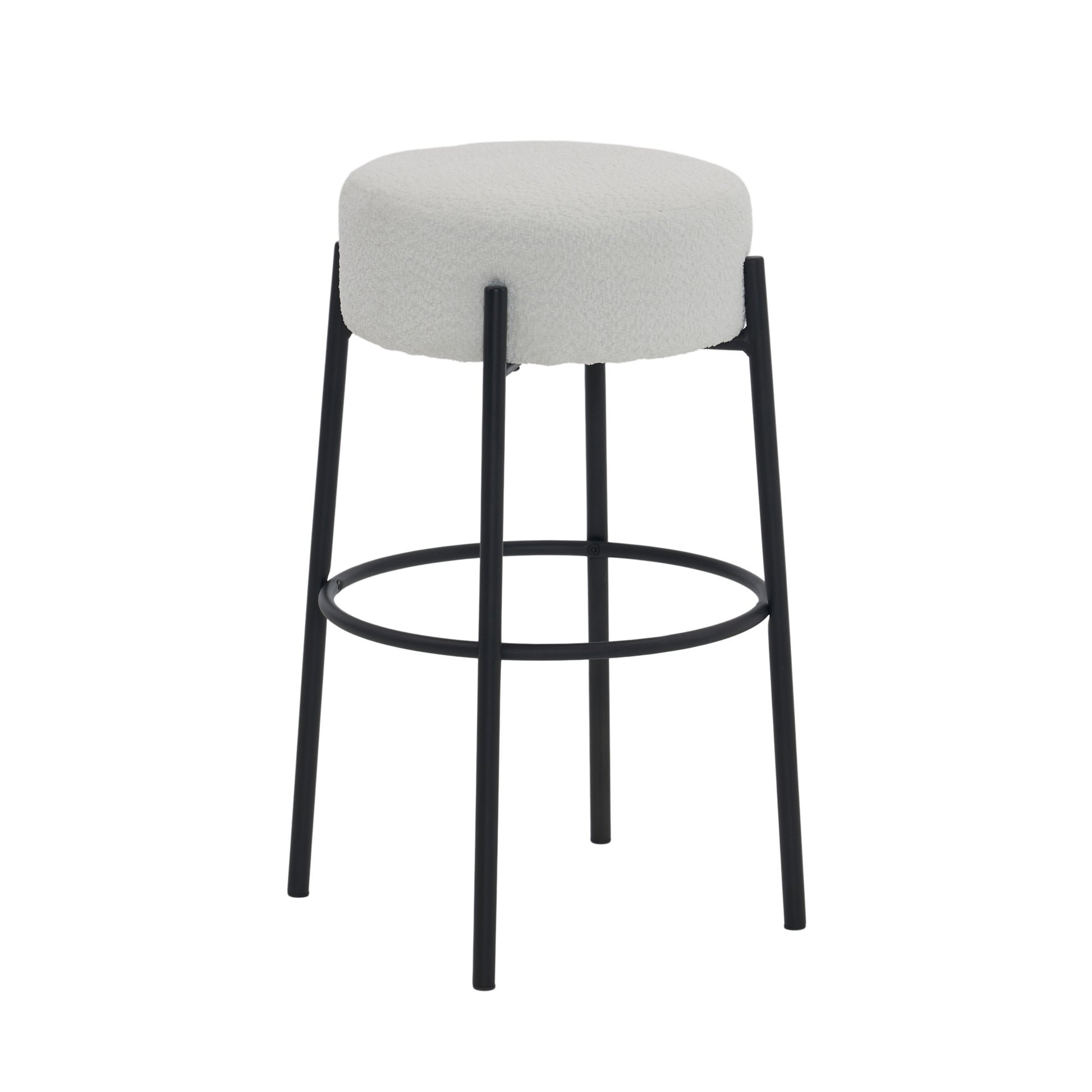 30" Tall, Round High Bar Stools, Set Of 2 Contemporary Upholstered Dining Stools For Kitchens, Coffee Shops And Bar Stores Includes Sturdy Hardware Support Legs Beige Foam