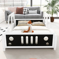 Full Size Classic Car Shaped Platform Bed With Wheels,White White Pine