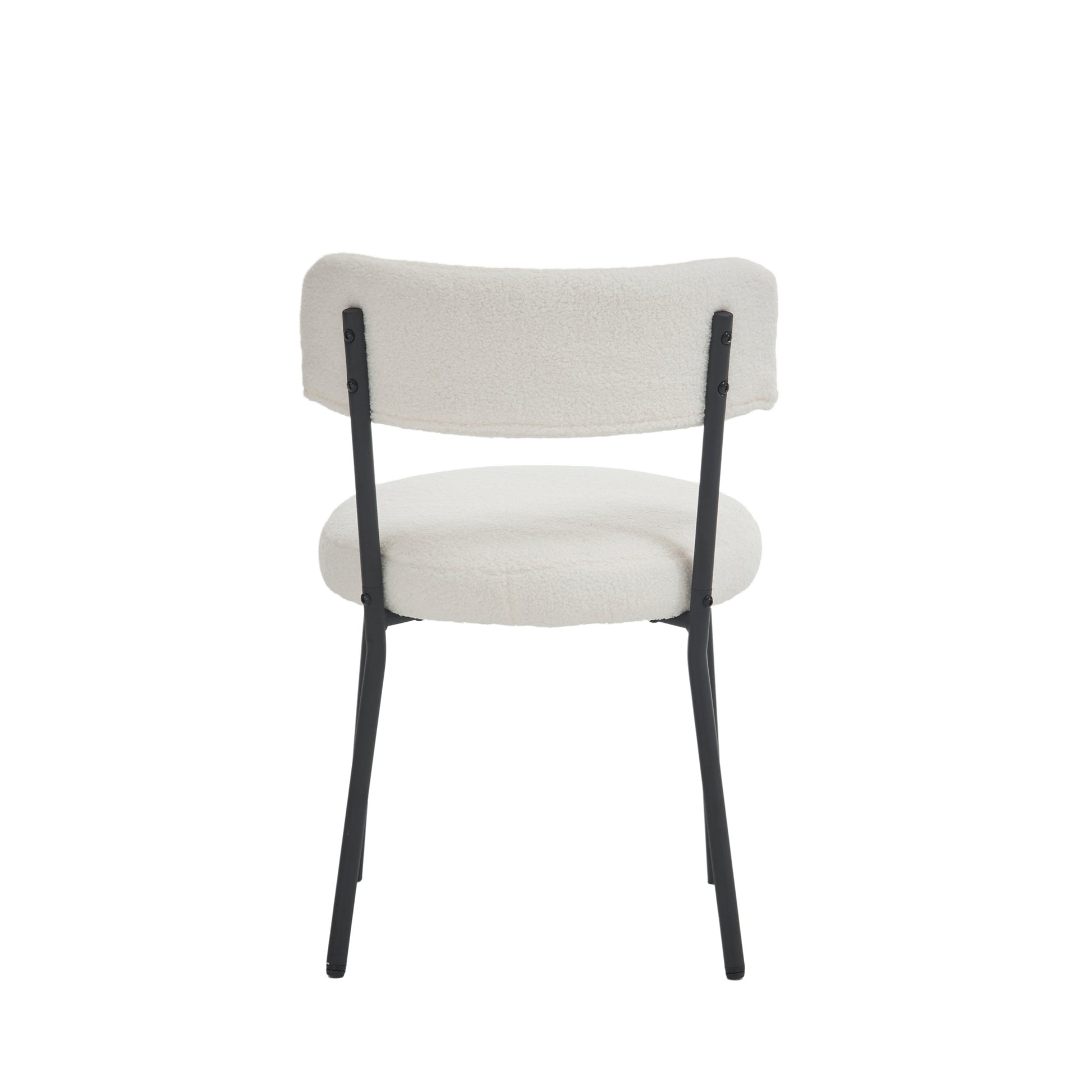 Set Of 2 Mid Century Modern Dining Chairs Teddy Fabric Upholstered Curved Back Metal Frame Beige Elegant And Comfortable Kitchen Chairs Beige Metal