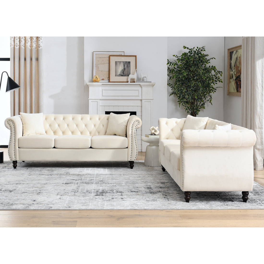 3 Seater 3 Seater Combination Sofa.Beige Velvet W834S00063 Beige Foam Velvet