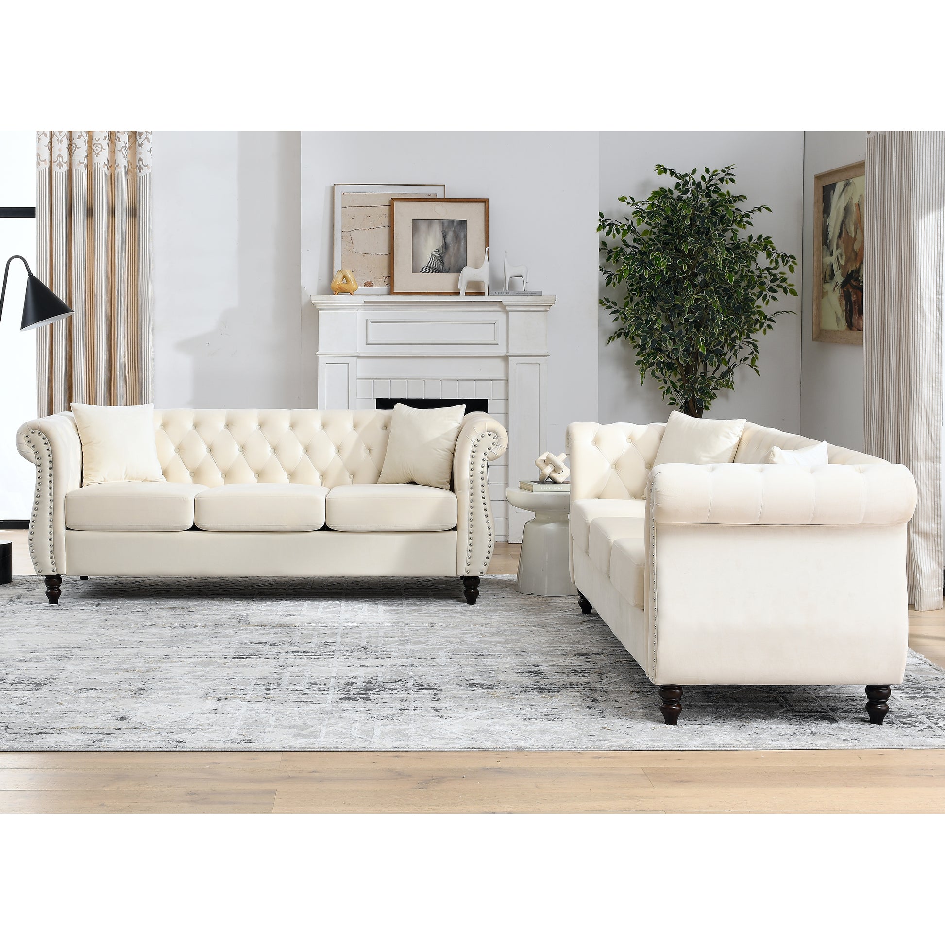 3 Seater 3 Seater Combination Sofa.Beige Velvet W834S00063 Beige Foam Velvet