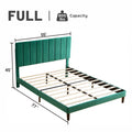 Full Size Frame Platform Bed With Upholstered Headboard And Slat Support, Heavy Duty Mattress Foundation, No Box Spring Required, Easy To Assemble, Green Green Wood