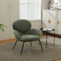 Modern Sherpa Chairs Accent Armchairs For Living Dining Room, Upholstered Chairs With Black Metal Legs, Comfy And Soft Chairs For Bedroom, Cute Vanity Chairs Light Green Primary Living Space American Design Foam Faux Fur
