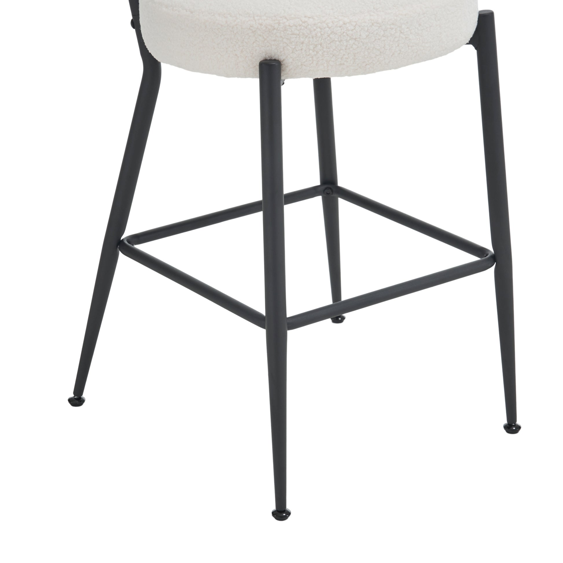 Set Of 2 Modern Teddy Fabric Upholstered Bar Stools Metal Base High Stool Suitable For Kitchen, Dining And Living Room Beige Stylish And Comfortable Island Seating Beige Metal