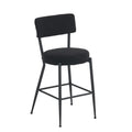 Set Of 2 Modern Teddy Fabric Upholstered Bar Stools Metal Base High Stool Suitable For Kitchen, Dining And Living Room Black Stylish And Comfortable Island Seating Black Metal
