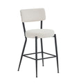 Set Of 2 Modern Teddy Fabric Upholstered Bar Stools Metal Base High Stool Suitable For Kitchen, Dining And Living Room Beige Stylish And Comfortable Island Seating Beige Metal