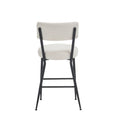 Set Of 2 Modern Teddy Fabric Upholstered Bar Stools Metal Base High Stool Suitable For Kitchen, Dining And Living Room Beige Stylish And Comfortable Island Seating Beige Metal
