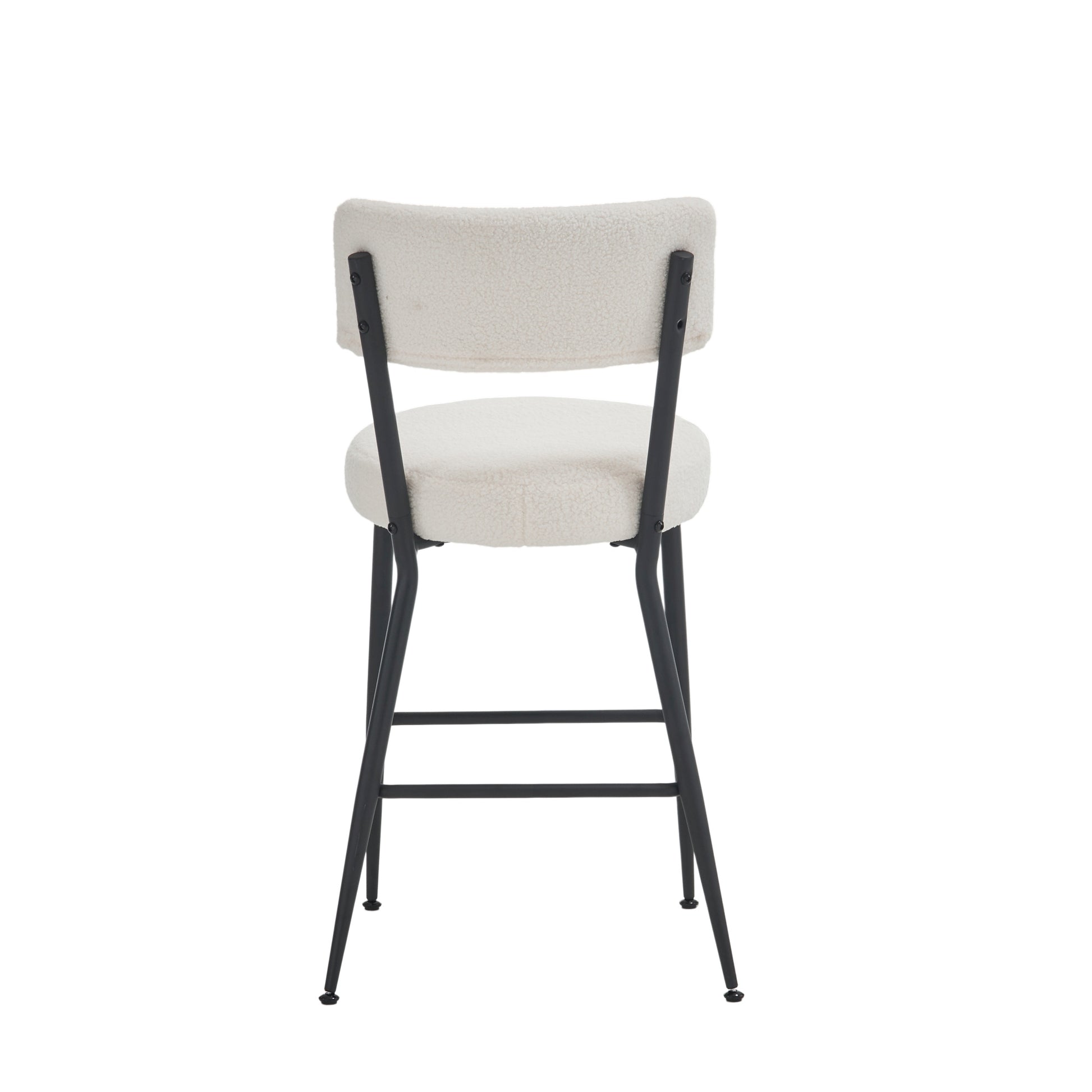 Set Of 2 Modern Teddy Fabric Upholstered Bar Stools Metal Base High Stool Suitable For Kitchen, Dining And Living Room Beige Stylish And Comfortable Island Seating Beige Metal