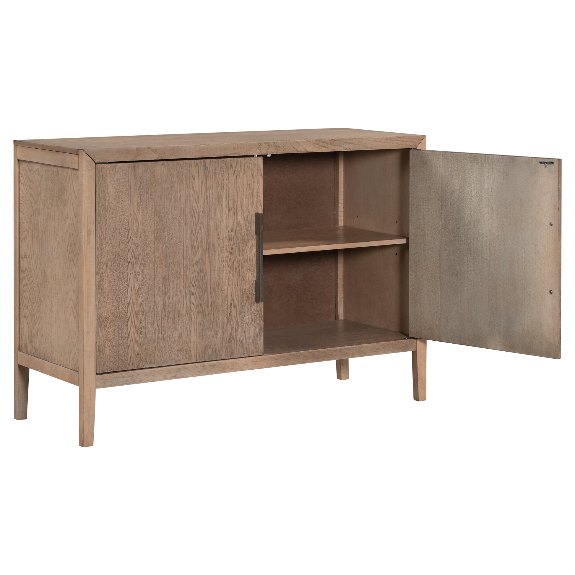 Storage Cabinet Sideboard Wooden Cabinet With 2 Metal Handles And 2 Doors For Hallway, Entryway, Living Room Beige Mdf