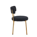 Set Of 2 Mid Century Modern Dining Chairs Teddy Fabric Upholstery Curved Back Metal Frame Black Elegant And Comfortable Kitchen Chairs Black Metal