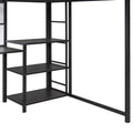 Full Size Loft Bed With Desk And Whiteboard, Metal Loft Bed With 3 Shelves And Ladder, Black Black Steel