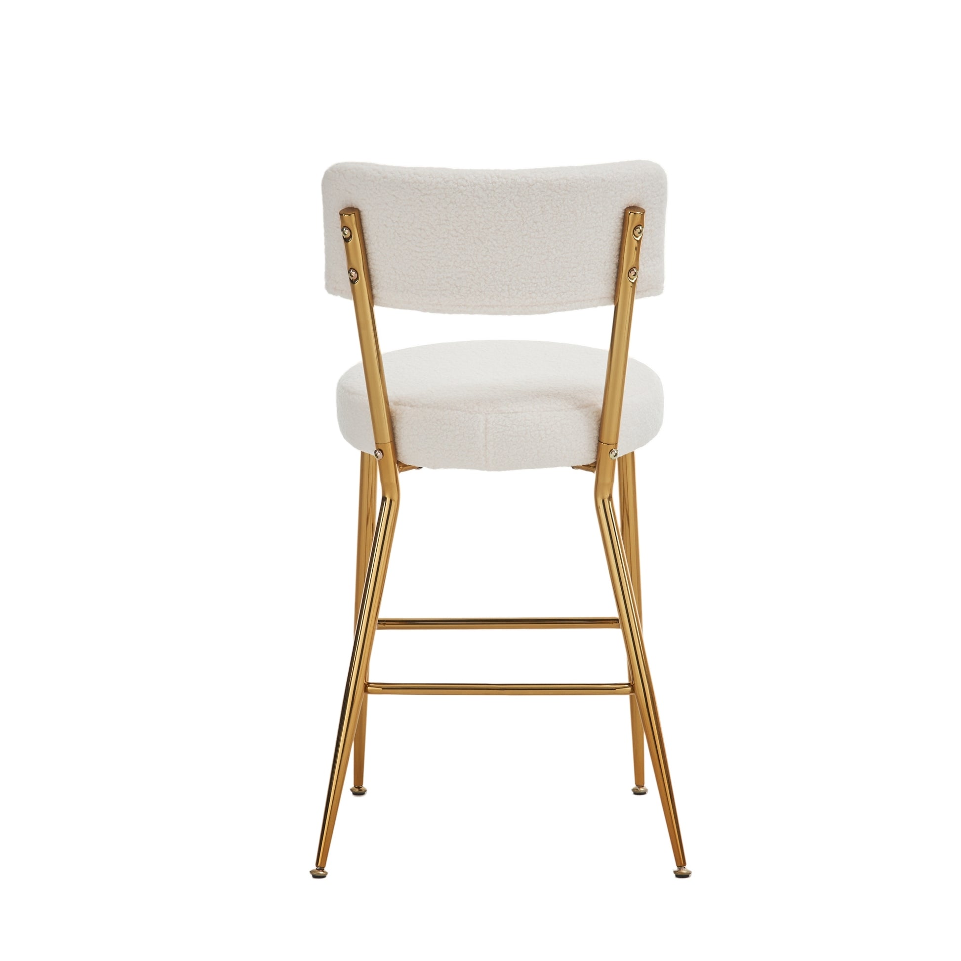 Set Of 4 Modern Teddy Fabric Upholstered Bar Stools Metal Base High Stool Suitable For Kitchen, Dining And Living Room Beige Stylish And Comfortable Island Seating Beige Metal