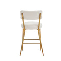 Set Of 2 Modern Teddy Fabric Upholstered Bar Stools Metal Base High Stool Suitable For Kitchen, Dining And Living Room Beige Stylish And Comfortable Island Seating Beige Metal