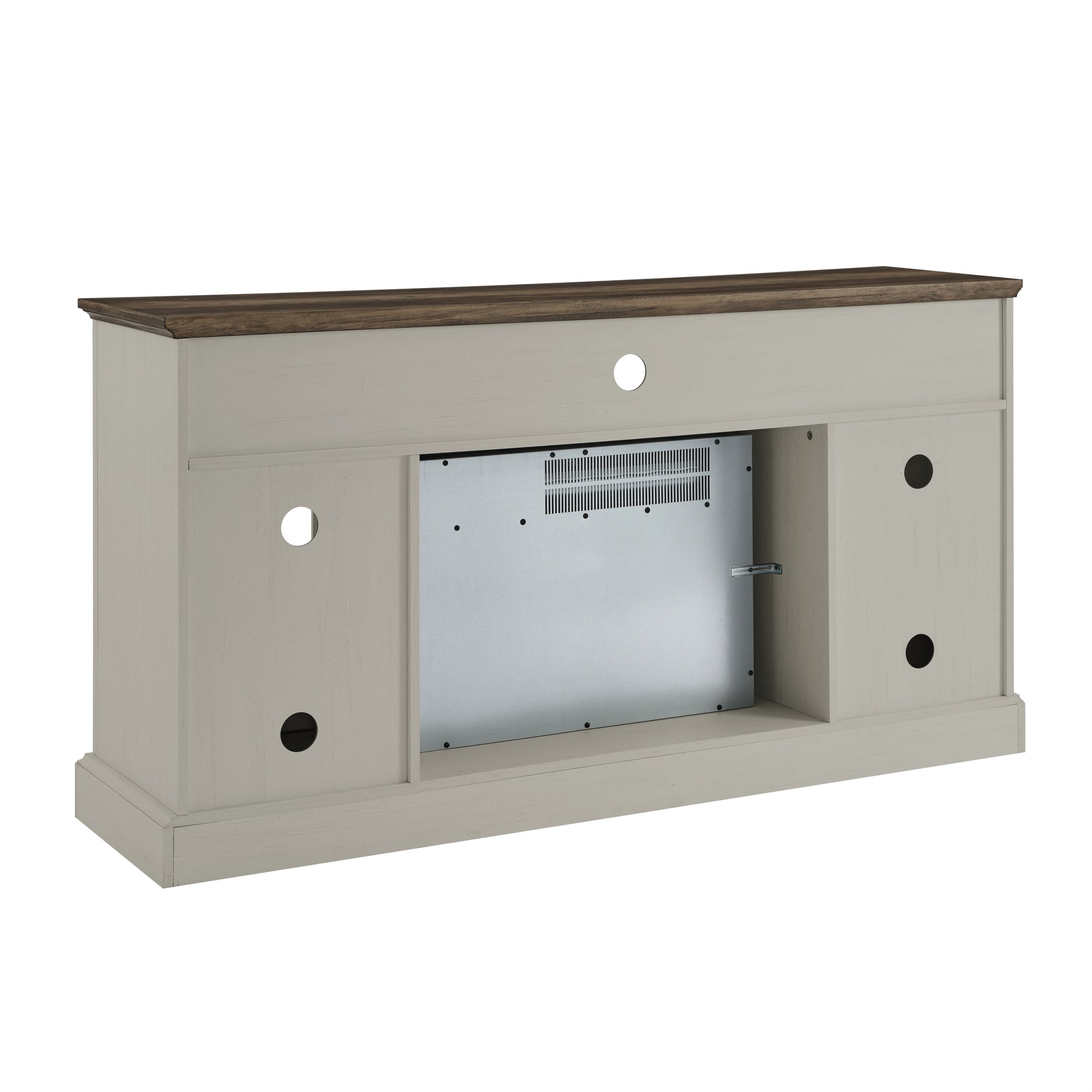 60 Inch Electric Fireplace Entertainment Center With Door Sensor Jasmine White Color Powder Coated Electric Jasmine White Vent Free Yes Insert Wood Stainless Steel Glass Electric