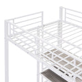 Twin Size Loft Bed With Desk And Whiteboard, Metal Loft Bed With 3 Shelves And Ladder, White White Steel