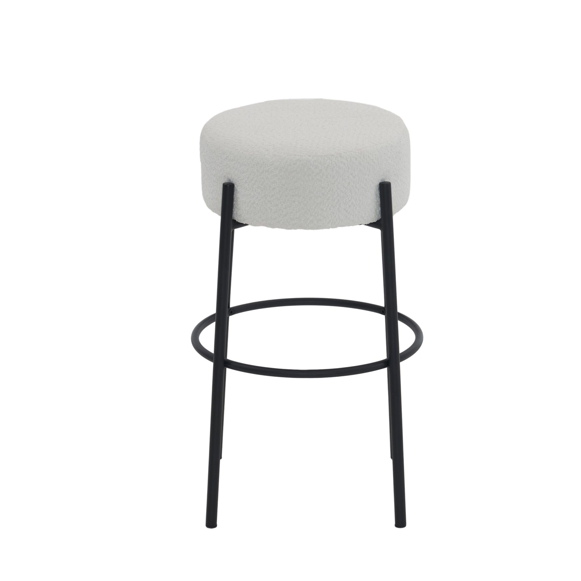 30" Tall, Round High Bar Stools, Set Of 2 Contemporary Upholstered Dining Stools For Kitchens, Coffee Shops And Bar Stores Includes Sturdy Hardware Support Legs Beige Foam
