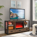 23 Inch Electric Fireplace Insert, Ultra Thin Heater With Crystal & Realistic Flame, Remote Control With Timer, Overheating Protection,With Sidelight Powder Coated Electric No Antique Black Vent Free Yes Insert Tempered Glass Sheet Metal Plastic
