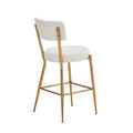 Set Of 4 Modern Teddy Fabric Upholstered Bar Stools Metal Base High Stool Suitable For Kitchen, Dining And Living Room Beige Stylish And Comfortable Island Seating Beige Metal