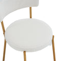 Set Of 2 Mid Century Modern Dining Chairs Teddy Fabric Upholstered Curved Back Metal Frame Beige Elegant And Comfortable Kitchen Chairs Beige Metal
