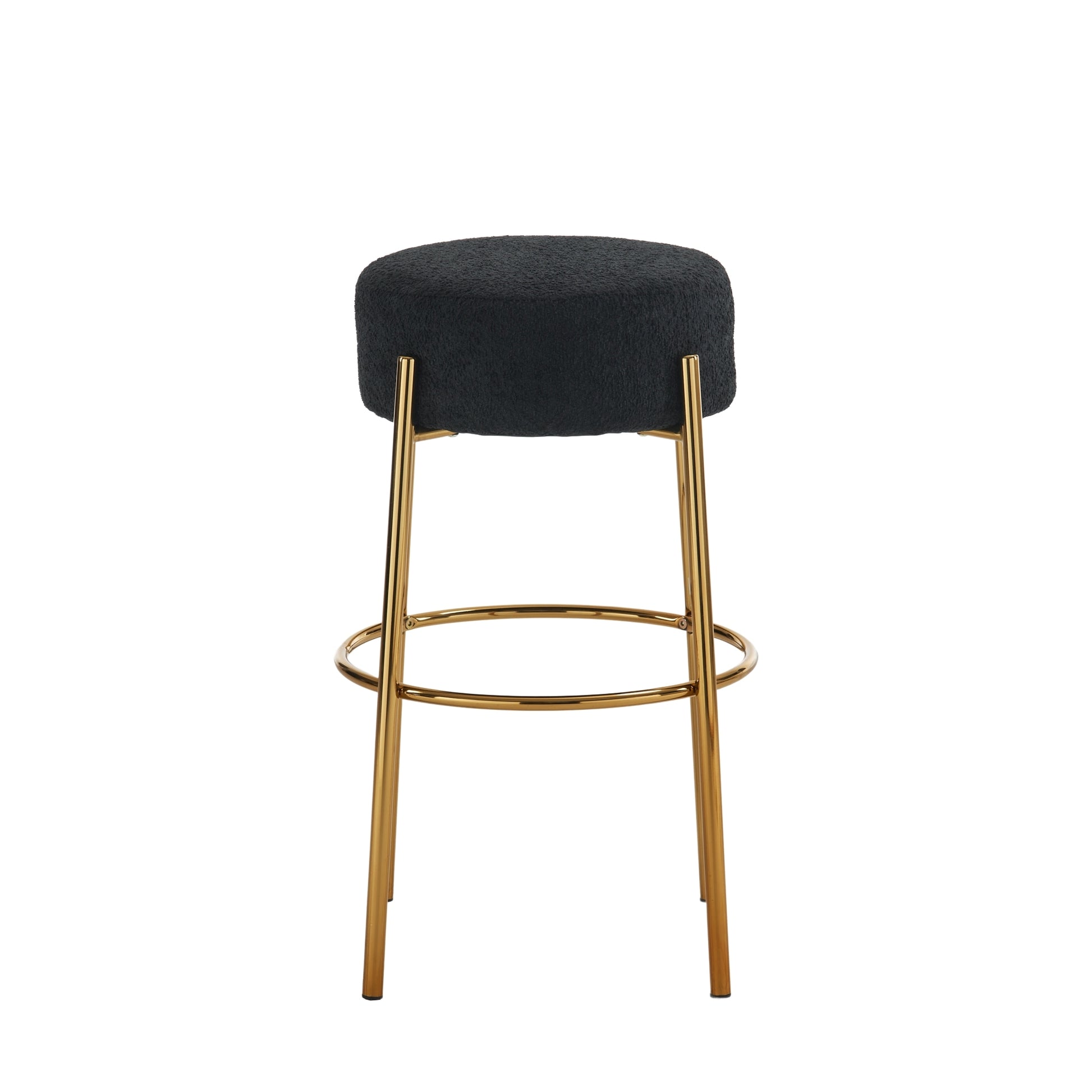 30" Tall, Round High Bar Stools, Set Of 2 Contemporary Upholstered Dining Stools For Kitchens, Coffee Shops And Bar Stores Includes Sturdy Hardware Support Legs Black Foam