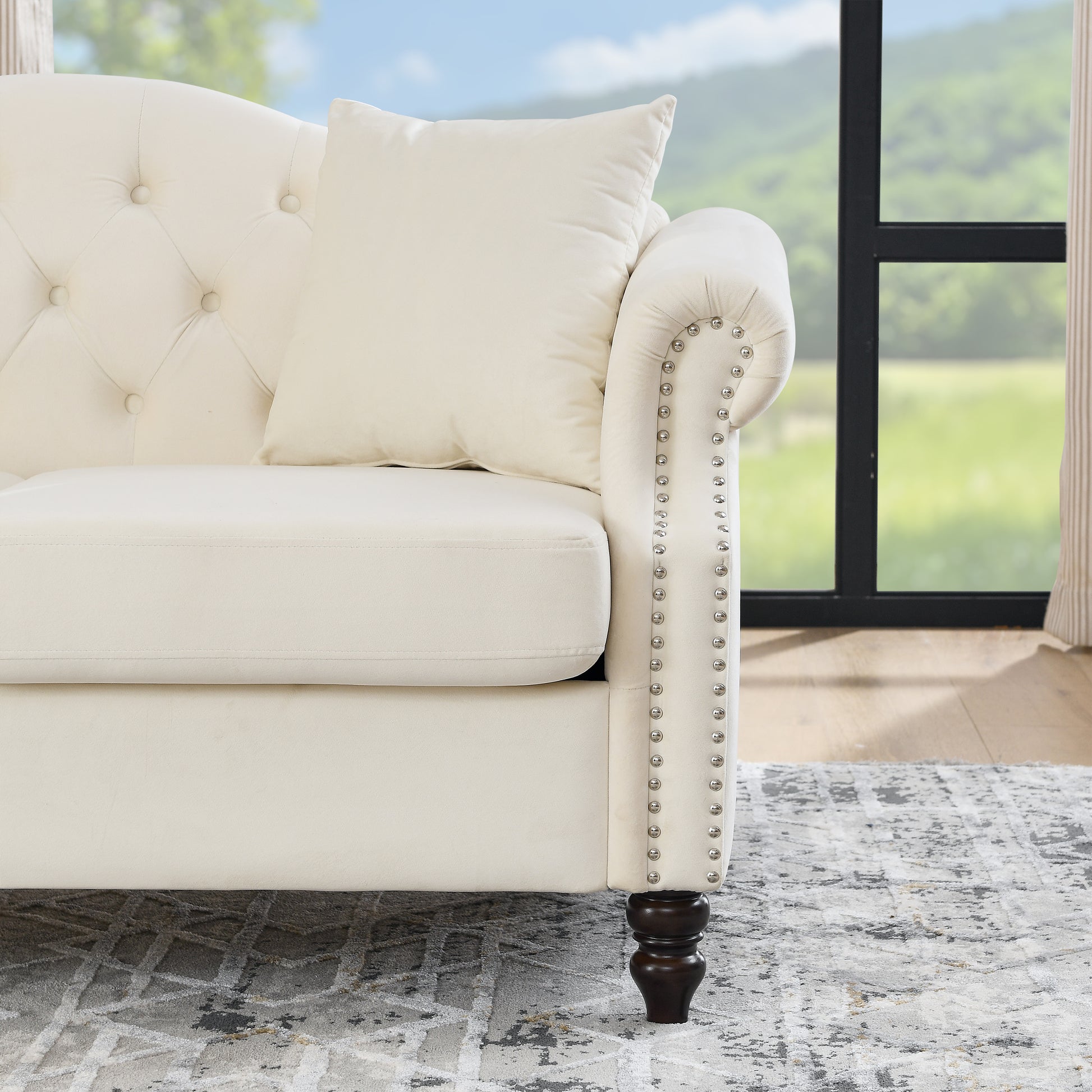 3 Seater 3 Seater Combination Sofa.Beige Velvet W834S00065 Beige Foam Velvet