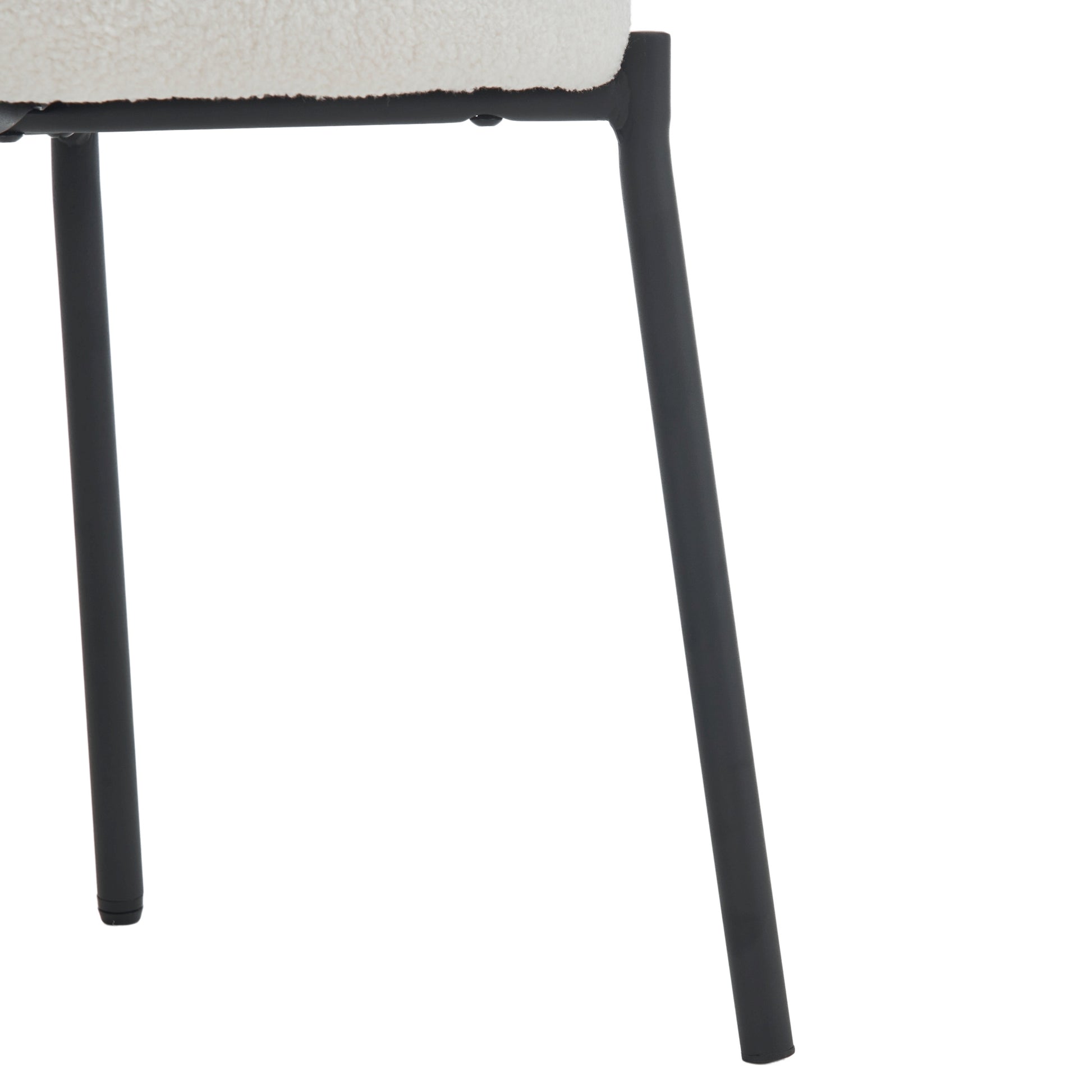 Set Of 2 Mid Century Modern Dining Chairs Teddy Fabric Upholstered Curved Back Metal Frame Beige Elegant And Comfortable Kitchen Chairs Beige Metal