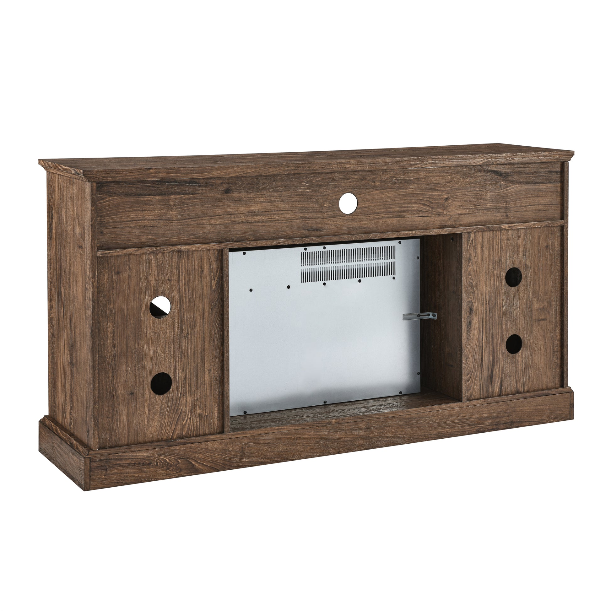 60 Inch Electric Fireplace Entertainment Center With Door Sensor Reclaimed Barnwood Color Powder Coated Electric Reclaimed Barnwood Vent Free Yes Insert Wood Stainless Steel Glass Electric