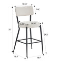 Set Of 2 Modern Teddy Fabric Upholstered Bar Stools Metal Base High Stool Suitable For Kitchen, Dining And Living Room Beige Stylish And Comfortable Island Seating Beige Metal