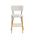 Set Of 4 Modern Teddy Fabric Upholstered Bar Stools Metal Base High Stool Suitable For Kitchen, Dining And Living Room Beige Stylish And Comfortable Island Seating Beige Metal