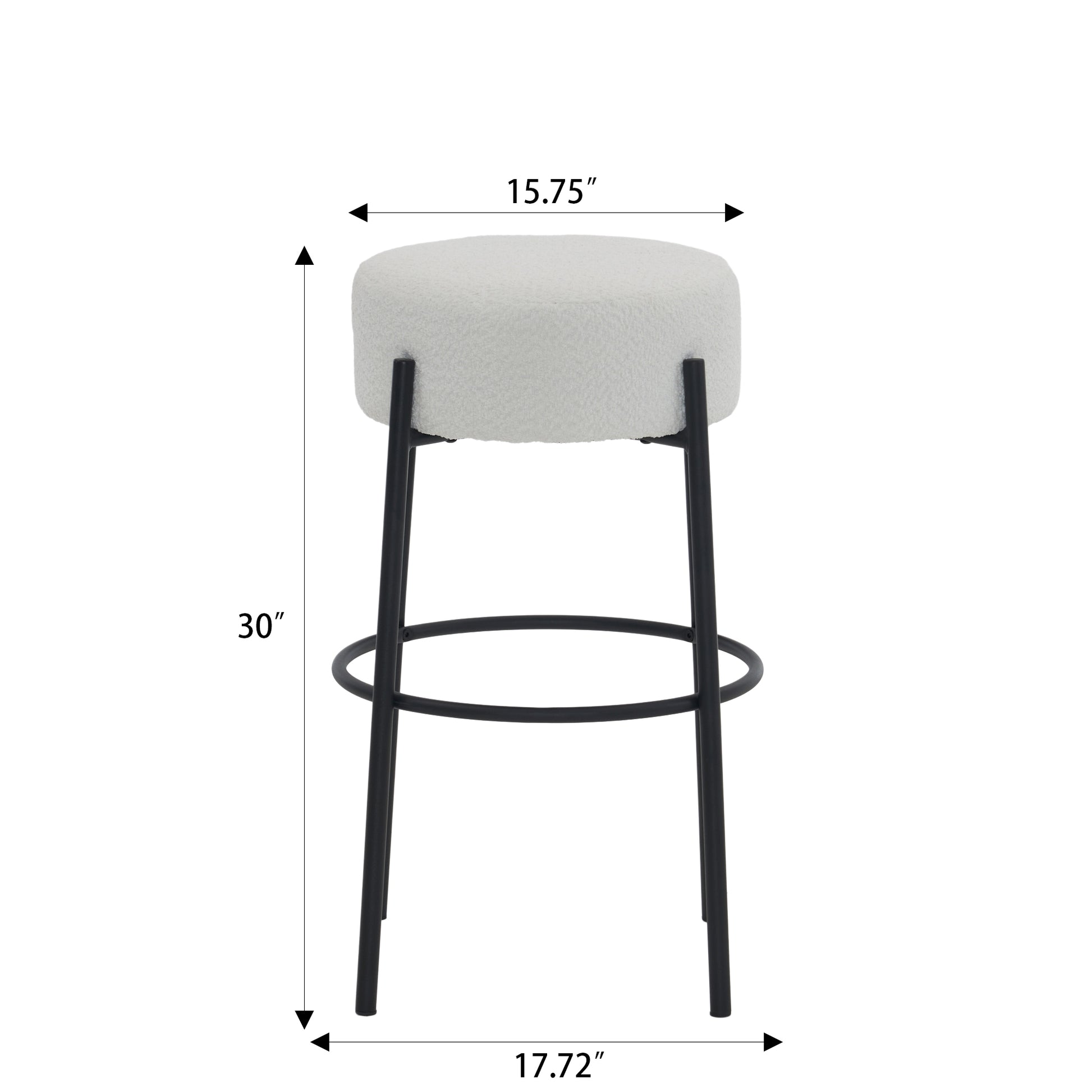 30" Tall, Round High Bar Stools, Set Of 2 Contemporary Upholstered Dining Stools For Kitchens, Coffee Shops And Bar Stores Includes Sturdy Hardware Support Legs Beige Foam