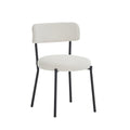 Set Of 2 Mid Century Modern Dining Chairs Teddy Fabric Upholstered Curved Back Metal Frame Beige Elegant And Comfortable Kitchen Chairs Beige Metal