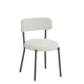 Set Of 2 Mid Century Modern Dining Chairs Teddy Fabric Upholstered Curved Back Metal Frame Beige Elegant And Comfortable Kitchen Chairs Beige Metal